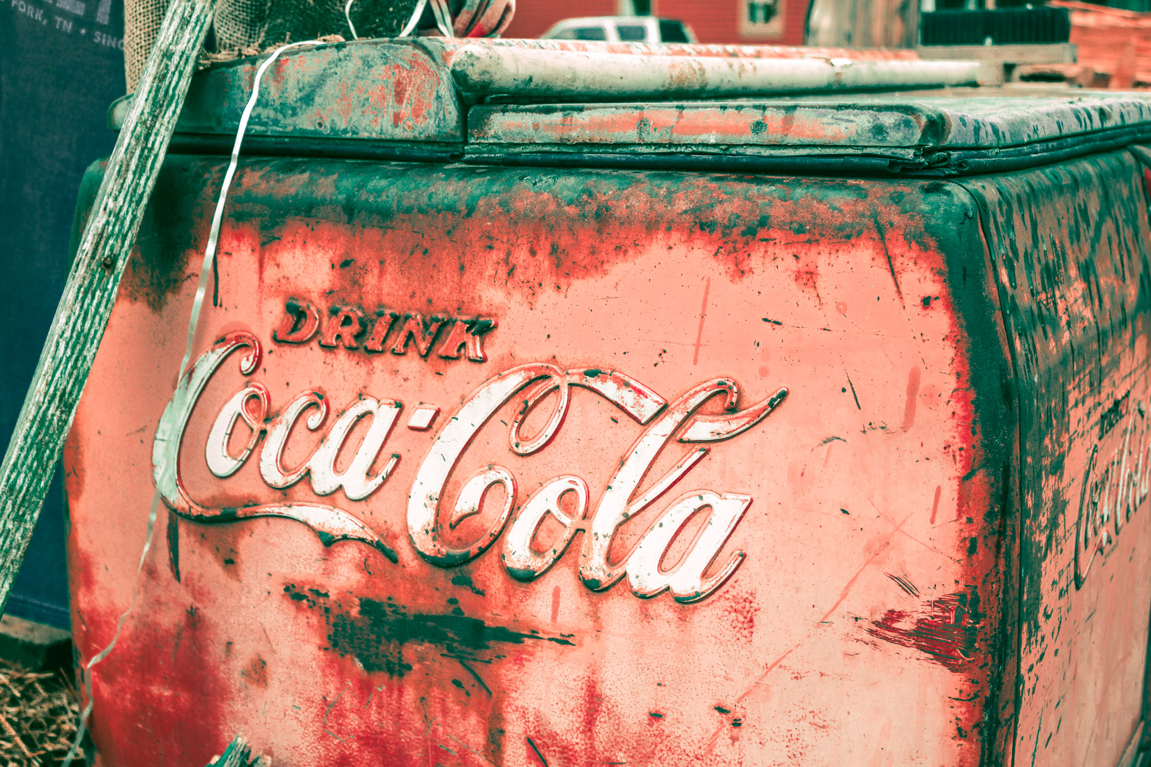 rusty coca-cola cooler